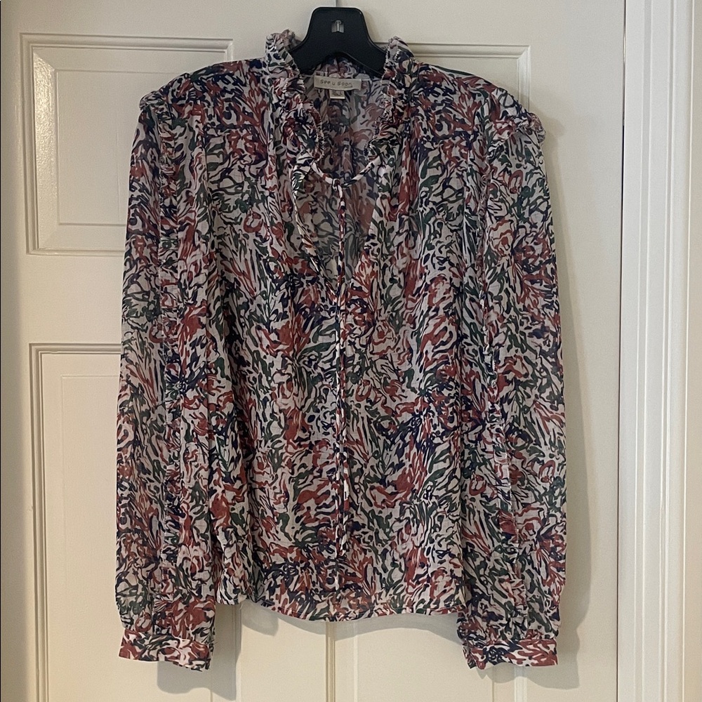 Women's Multicolor Ruffle Blouse